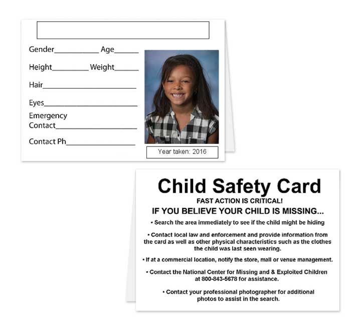 Full Color School Safe Kid Card