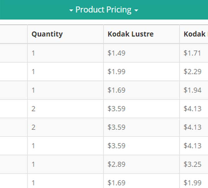 Full Color Event Product Pricing