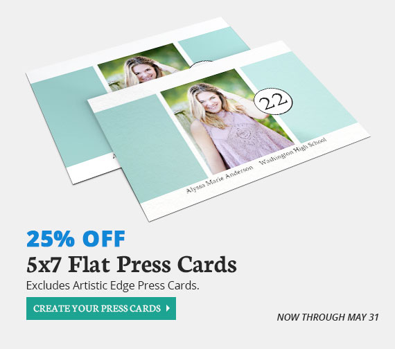 Full Color Sale, 25% Off 5x7 Flat Press Cards, Now Through May 31