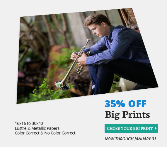 Full Color Sale, 35% Off Big Photo Prints (Select Sizes), Now Through January 31