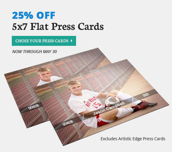 Full Color Sale, 25% Off 5x7 Flat Press Cards, Now Through May 30